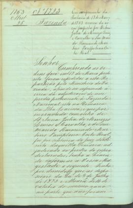 "Em cumprimento da Portaria de 17 de Março de 1863 acerca da acção proposta proposta por Ann...