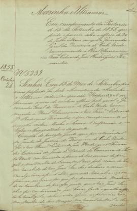 "Em cumprimenro da Portaria de 15 de Setembro de 1855, que pede o parecêr sobre o officio de...