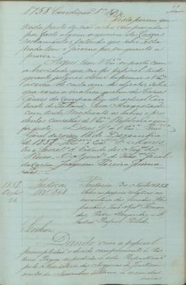 "Portaria [de] 30 [de] Novembro [de] 1858. Sobre os papeis relativos ao inventario dos finad...
