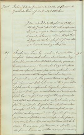"Idem de 29 de Dezembro de 1842, e 16 de Janeiro de 1843 sobre representação em que a Comiss...