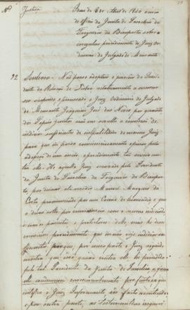 "Idem de 8 de Abril de 1840 ácerca do officio da Junta de Parochia da Freguezia da Bemposta ...