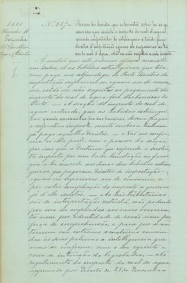 "Ácerca da duvida que se levanta sobre se os generos em que incide o imposto do real d'agua,...