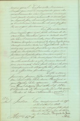 "Em cumprimento do Officio de 22 d'Abril de 1858. Acerca dos estragos feitos pelo Parocho da...