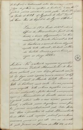 "Idem de 17 de Junho d'1837 sobre o Officio do Administrador Geral de Santarém, e huma Repre...