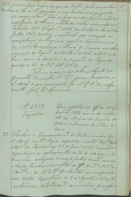 "Em resposta ao Officio de 25 de Outubro 1854 acerca do contracto das Minas de Carvão de ped...