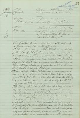 "Sobre o averbamento das inscrições que pertenciam a Sua Majestade El-Rei o senhor D. Luís 1...