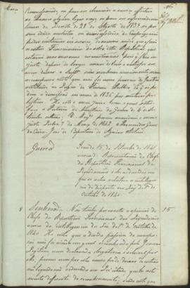 "Idem de 15 de Setembro de 1841 ácerca de Representação do Chefe de Repartição Provizional d...