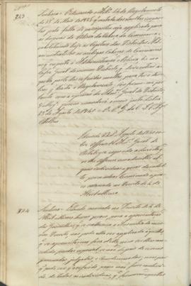 "Idem de 22 d'Agosto de 1840 sobre officio do Administrador Geral de Portalegre expondo a du...