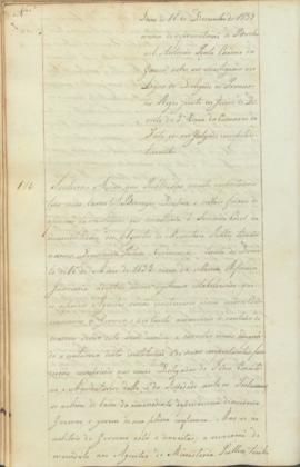 "Idem de 16 de Dezembro de 1839 ácerca de representação do Bacharel Antonio Pinto Cerdoso da...
