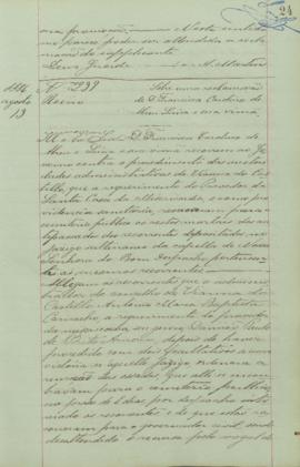 "Sobre uma reclamação de D. Francisca Carolina de Abreu Lima e sua irmã"