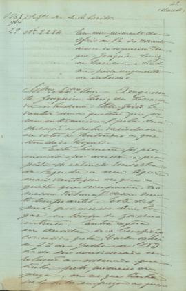 "Em cumprimento do officio de 12 do corrente ácerca do requerimento em que Joaquim Luís de L...