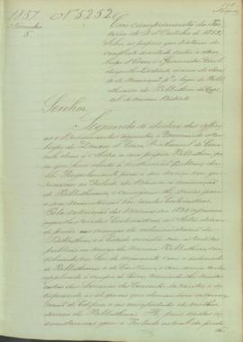 "Em cumprimento da Portaria de 4 de Outubro de 1855; Sobre os papeis que tratam do conflicto...