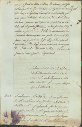 "Idem de 18 e 25 de Novembro e 22 de Dezembro de 1840 á cerca da intelligencia da Lei das tr...