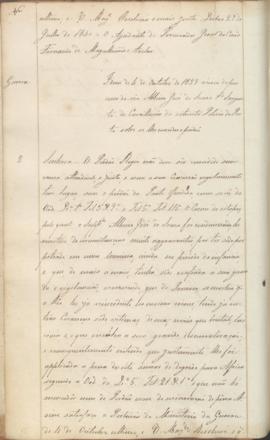 "Idem de 4 de Outubro de 1839 ácerca do processo do rèo Albino José de Souza 1º Sargento de ...