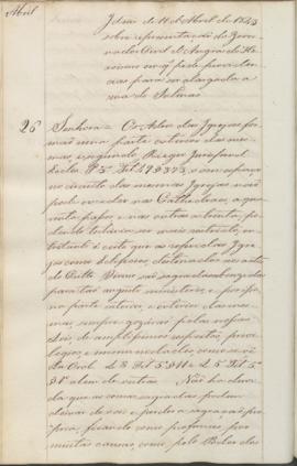 "[Parecer em virtude do Officio do Ministerio do Reino] de 11 de Abril de 1843 sobre represe...