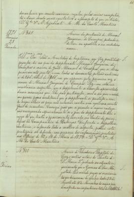 "Ácerca de Theodorico Baptista da Cruz e outros actores do Theatro de D. Maria 2.ª pedindo n...