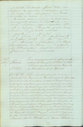 "Em cumprimento do officio do Ministerio do Reino, do 1º d'Abril de 1857. Acerca da pertençã...