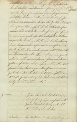 "[Officio de informação e parecer em virtude d'officio do Ministerio da Guerra] de 25 de Out...