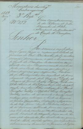 "[Parecer] em cumprimento da Portaria de 3 de Dezembro de 1858. A respeito da pretensão do C...