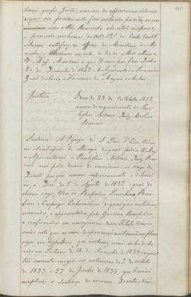 "[Parecer em virtude do Officio do Ministerio da Justiça] de 22 de Outubro de 1842 ácerca de...