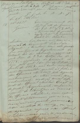 "Em cumprimento da Portaria do Ministerio da Guerra de 9 de Dezembro de 1853 sobre a transmi...