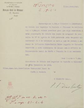 Pedido de cópia da consulta de 17 de agosto de 1880 relativa à Ilha das Galinhas, arquipélago dos...