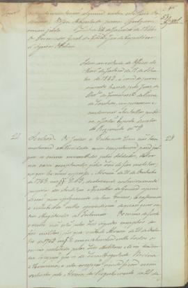 "Idem em virtude do Officio do Ministerio da Justiça de 15 de Setembro de 1843, á cerca do p...