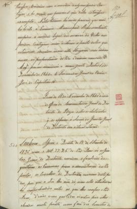 "Idem de 11 de Novembro de 1840 ácerca do officio do Administrador Geral do Destricto de Bej...