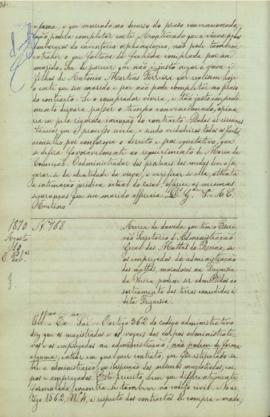"Ácerca da duvida que tem o Escrivão Secretario d'Administração Geral das Mattas do Reino, s...