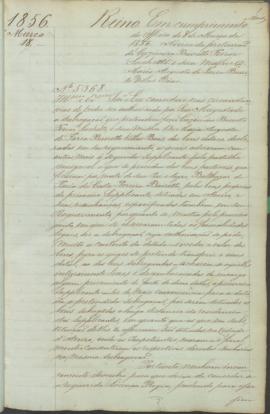 "Em cumprimento do Officio de 8 de Março de 1856. Ácerca da pretenção de Cazimiro Barretto F...
