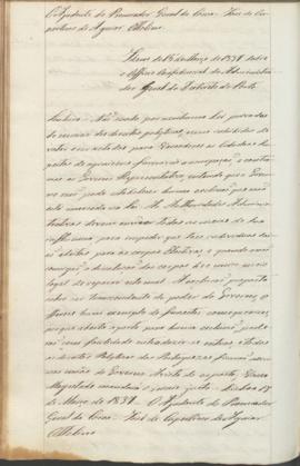 "Idem de 15 de Março de 1837 sobre o Officio Confidencial do Administrador Geral do Destrict...