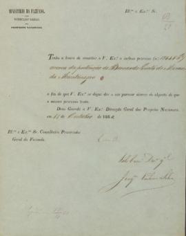 Ofício da Direção Geral dos Próprios Nacionais, remetendo o processo n.º 19648 P, acerca da prete...