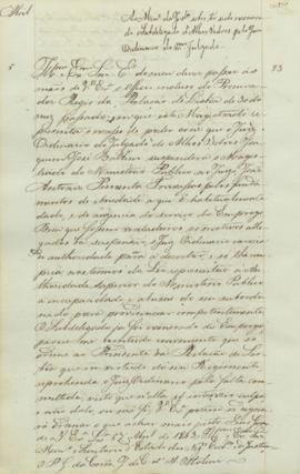 "Ao Ministro da Justiça sobre ter sido exonerado o Subdelegado d'Alhos Vedros pelo Juiz Ordi...