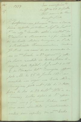 "Em cumprimento do officio de 29 de Julho 1855 acerca de Caetano José Pinto"