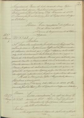 "Em cumprimento do officio de 26 de Fevereiro de 1857. Sobre o requerimento da Junta de Paro...