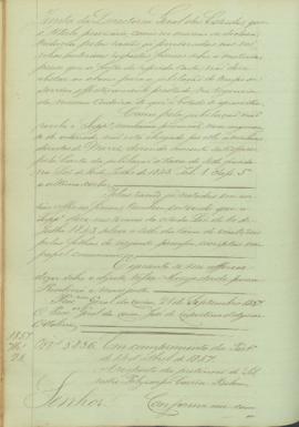 "Em cumprimento da Portaria de 14 d'Abril de 1857. A respeito da pretenção de Silvestre Poly...