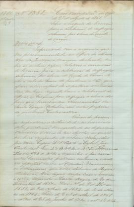 "Em cumprimento do Officio de 27 d'Agosto de 1861. Sobre o negocio da licença para a celebra...