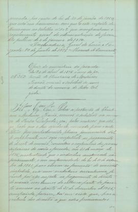 "Officio do ministerio da fazenda de 24 de abril de 1876 acerca da pretenção de Christiano d...