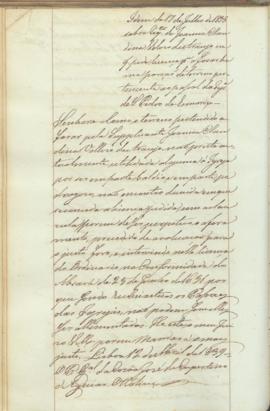 "Idem de 17 de Julho de 1838 sobre requerimento de Joanna Claudina Velozo de Araujo em que p...