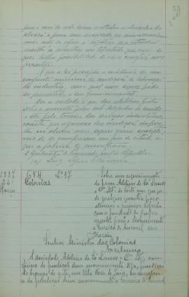 "Sobre um requerimento da firma Adelino da Sá Lemos e Companhia Limitada, do Porto em que pe...