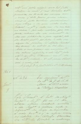 "Em cumprimento da Portaria do Ministerio da Justiça de 15 de Março de 1859 acerca do Colleg...