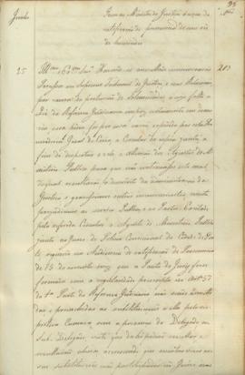 "Idem ao Ministro da Justiça ácerca da ratificação de pronuncia de um réo de homicidio"