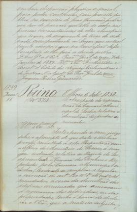 "Officio [de] 6 [de] Dezembro [de] 1858. A respeito da representação da Camara Municipal de ...