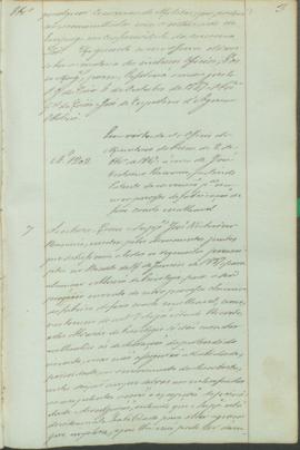 "Em virtude do officio do Ministerio do Reino de 2 de Outubro de 1847, á cerca de José Victo...