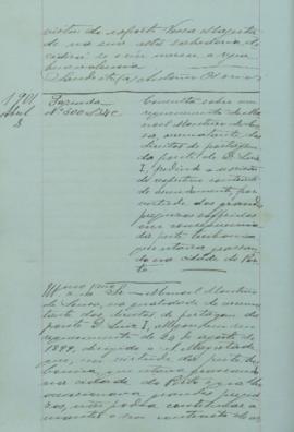 "Consulta sobre um requerimento de Manuel Monteiro de Sousa, arrematante dos direitos de por...