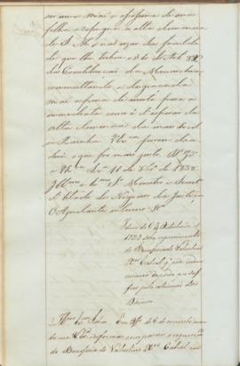 "Idem de 9 de Outubro de 1838 sobre requerimento do Beneficiado Valentim Xavier Cabral que p...