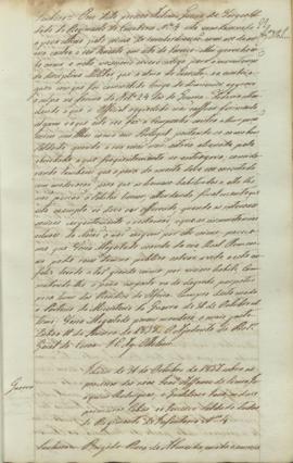 "[Officio de informação e parecer em virtude d'officio do Ministerio da Guerra] de Outubro d...