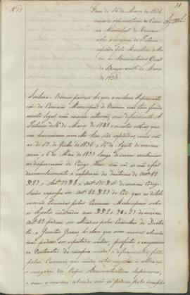 "Idem de 16 de Março de 1838 acerca da representação da Camara Municipal de Vianna sobre a r...