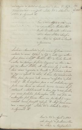 "Idem de 22 de Agosto de 1837 acerca de representação de Theotonio Ferreira cunha Carvalho e...