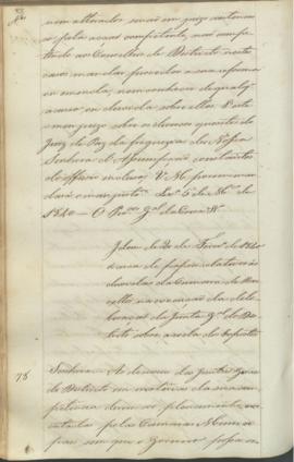 "Idem de 20 de Fevereiro de 1840 á cerca de papeis relativos ás duvidas da Camara de Barcell...
